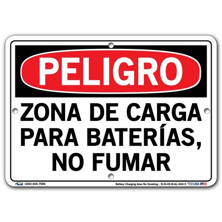 Vestil Aluminum Sign, 9-1/2" Height, 12-1/2" Width, Aluminum, Rectangle, Spanish SI-D-45-B-AL-040-S